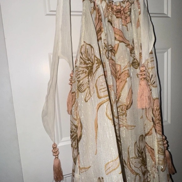 Free People Bare It All Floral Maxi Dress in Cream and Brown NEW S - Picture 6 of 9